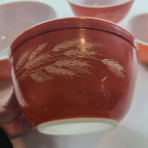 SET OF 4 VINTAGE WHEAT PATTERN PYREX NESTING BOWLS - Picture 7 of 14